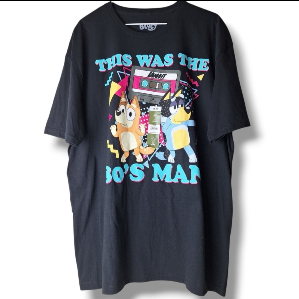 Bluey This Was The 80s Man Mens T-Shirt Size XL New Graphic Tee Retro Style